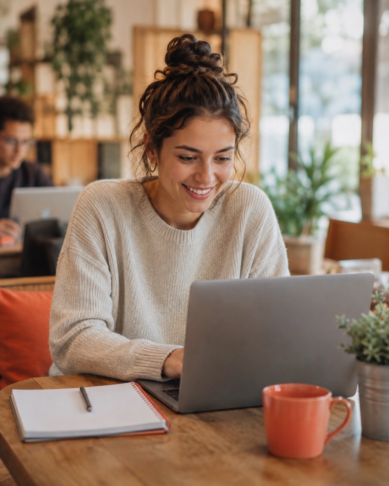 Stagiaire en formation concentré devant son ordinateur portable